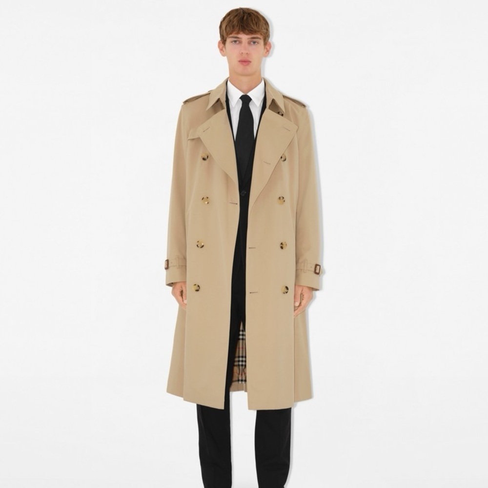 Vintage Burberry Tan Nova Check Plaid Lined Double Breasted   Tie Trench Coat